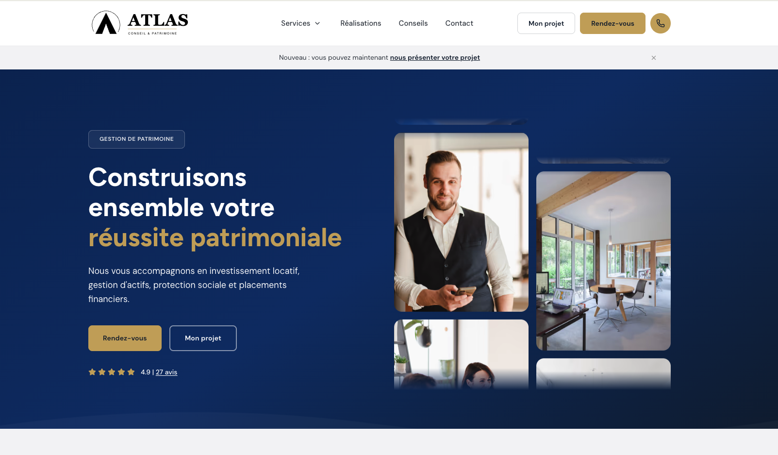 Site web Atlas Conseil et Patrimoine